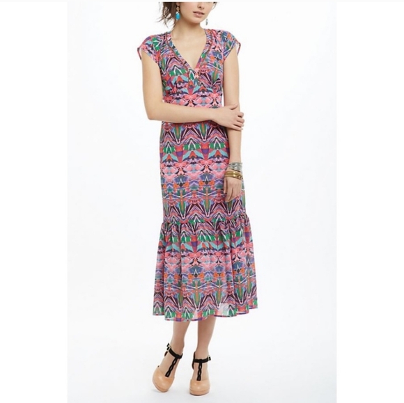 Anthropologie Vanessa Virginia Mural Maxi Dress Size 8 - Picture 2 of 5